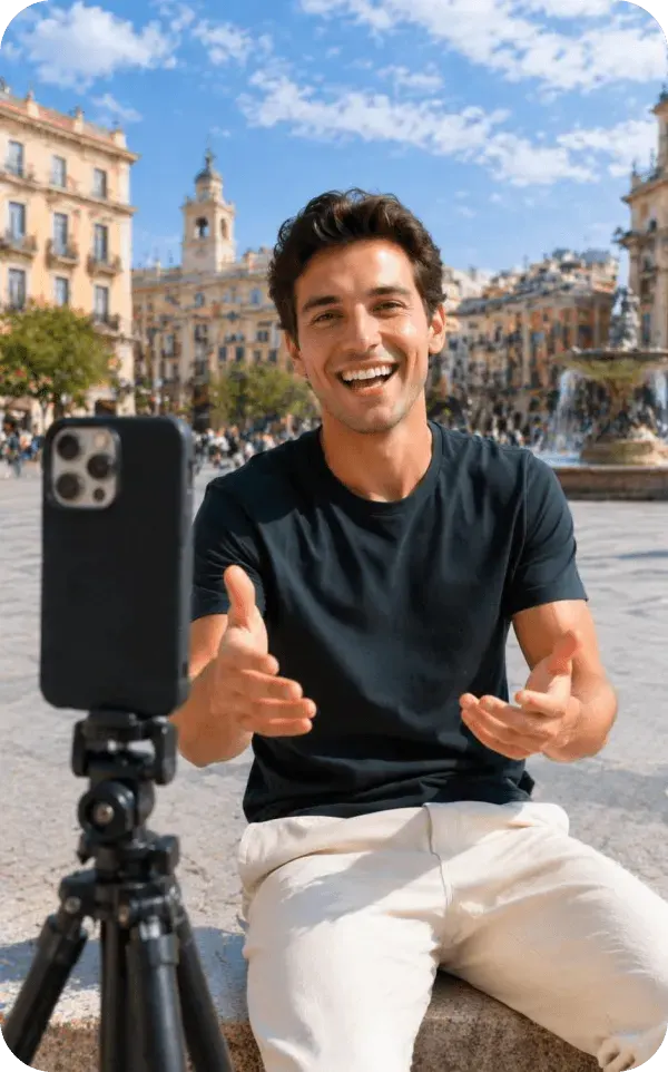 Creator recording a short video
