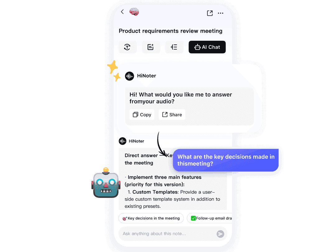 AI Chat - Ask questions about your meeting notes