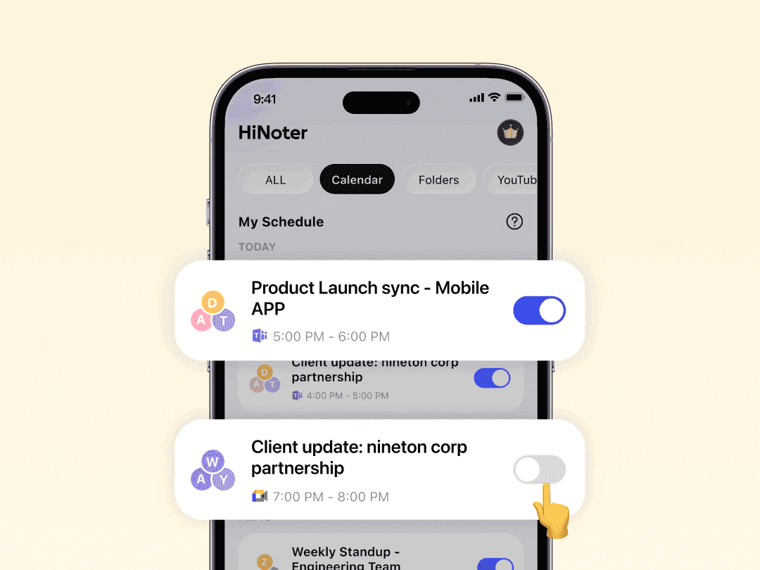 Step 2: HiNoter records and transcribes