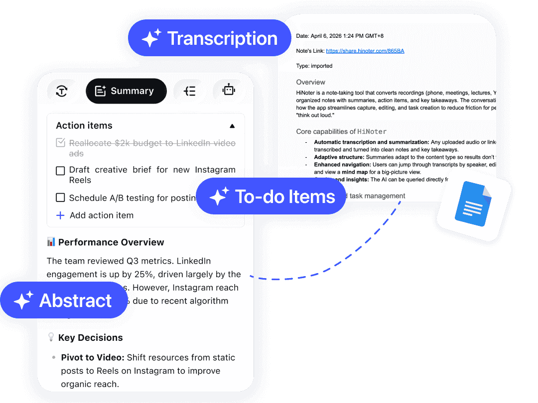 HiNoter integration with Google Docs