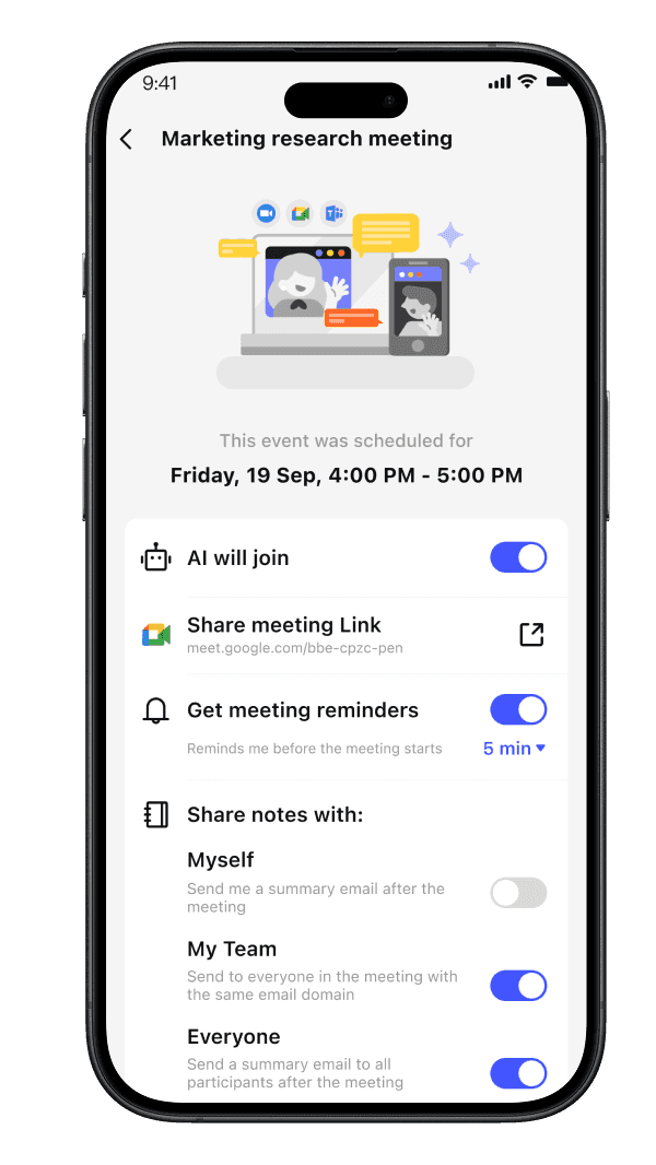 Use HiNoter inside Google Meet