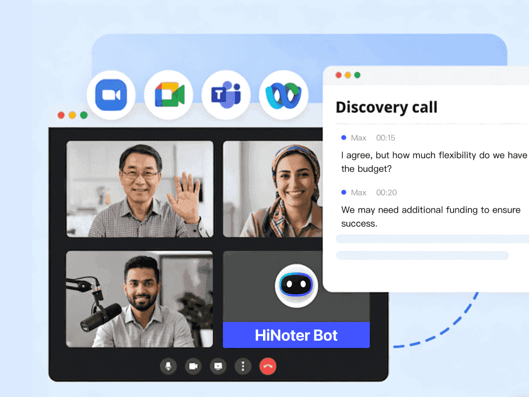 HiNoter automatically joins and records scheduled meetings