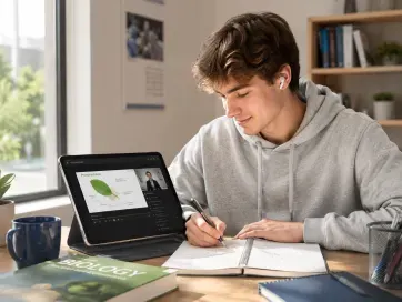 Student using converted audio for study and language practice