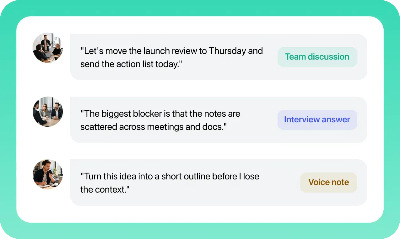 Speech to text everyday workflow preview