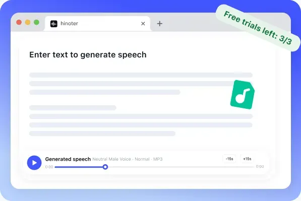 Text to speech generation shown in a browser window
