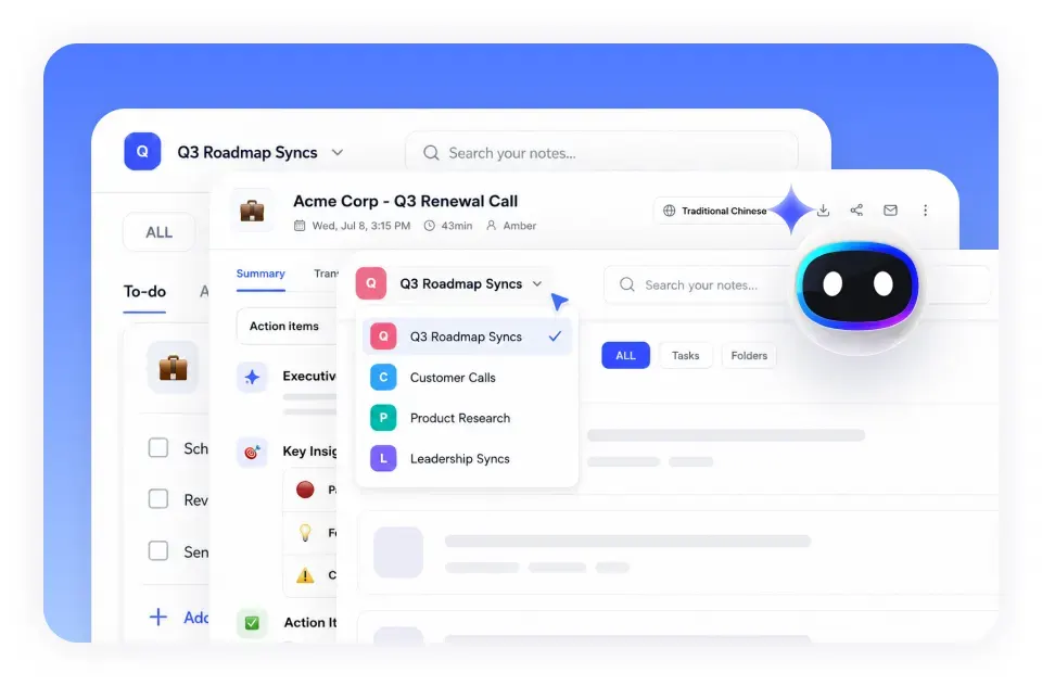 HiNoter App full AI transcription preview