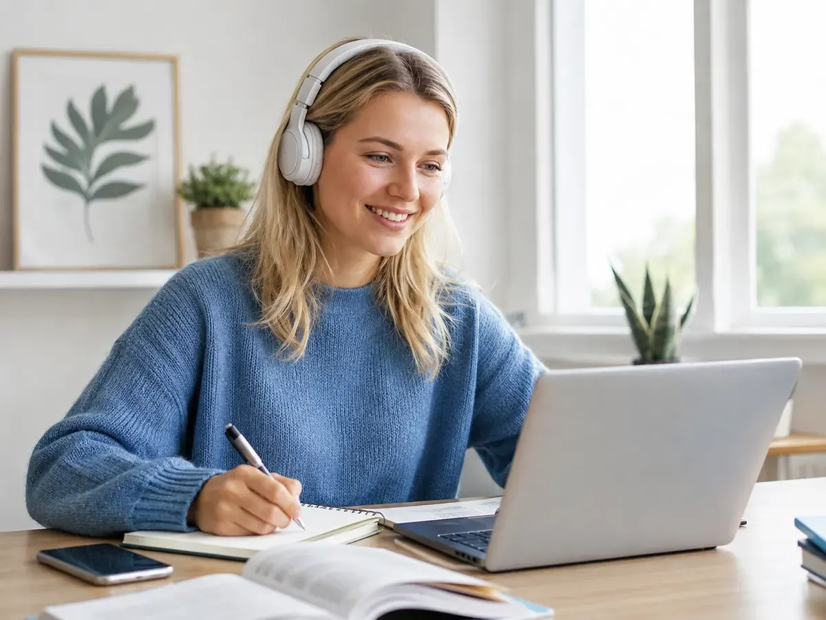 Student using converted audio for study and language practice