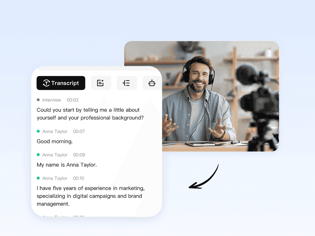 Creator transcribing podcast episode