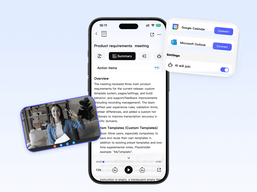 Product manager reviewing meeting action items