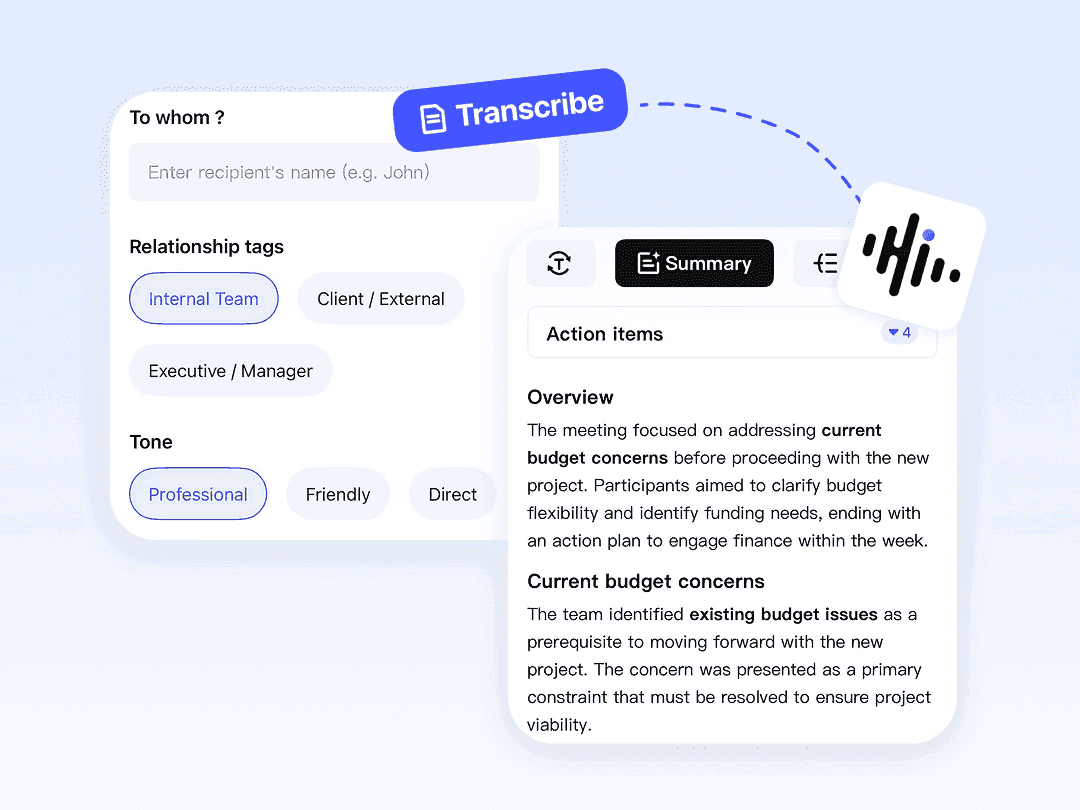 Sales rep reviewing client meeting summary